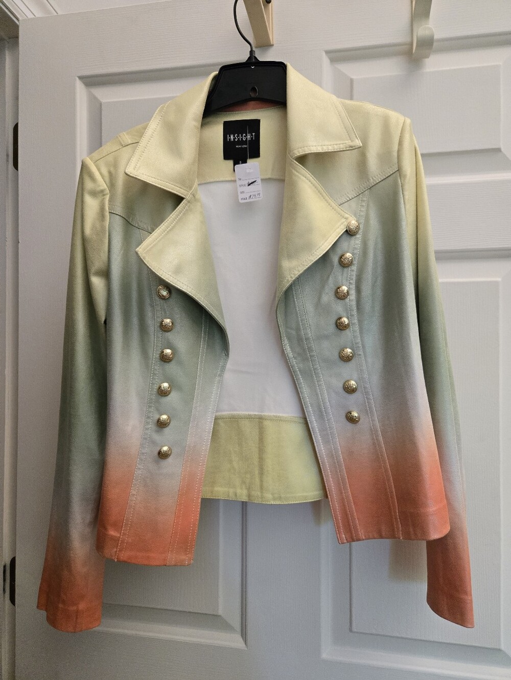Insight Ombre Military-Style Blazer in Yellow, Green & Coral